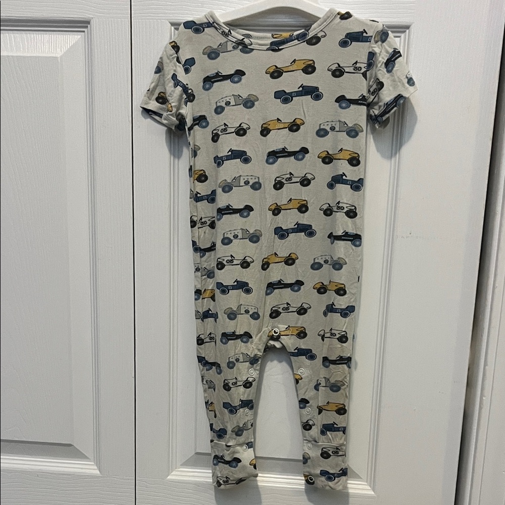 Posh Peanut 12-18 M Gray Car Print One Piece
